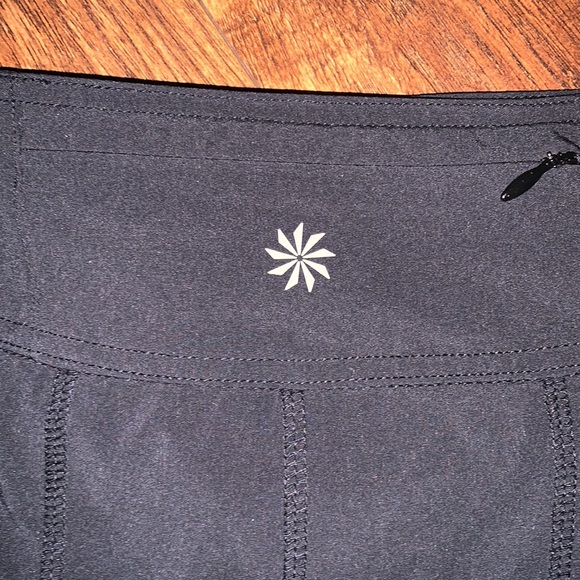 Athleta Large Black Pleated Seam Tie Waist Athletic Stretchy Skirt Skort - Picture 8 of 9